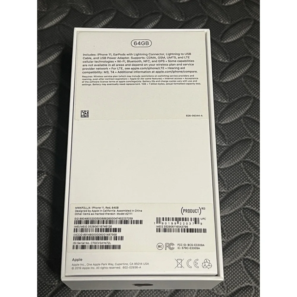 Apple iPhone 11 64 GB Red BOX ONLY insert paperwork stickers 2019 EmPtY Gift box